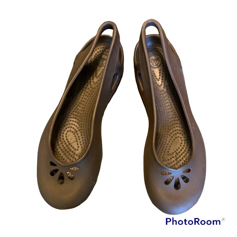 Crocs Slingback Ballet Flats Women’s 6 Brown Slip On Shoes Casual Waterproof
